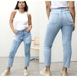 Everlane Curvy 90s Cheeky Straight Jeans Size 28 Blue Button Fly Organic Cotton